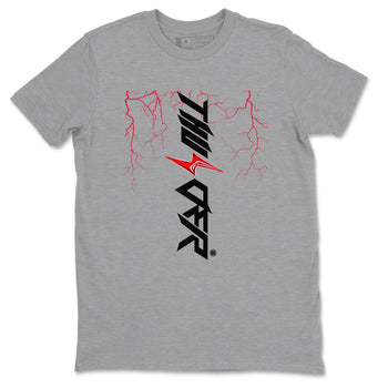 4s Red Thunder shirts to match jordans Lightning Thunder sneaker match tees Air Jordan 4 Red Thunder SNRT Sneaker Tees streetwear brand Heather Grey 2 unisex cotton tee