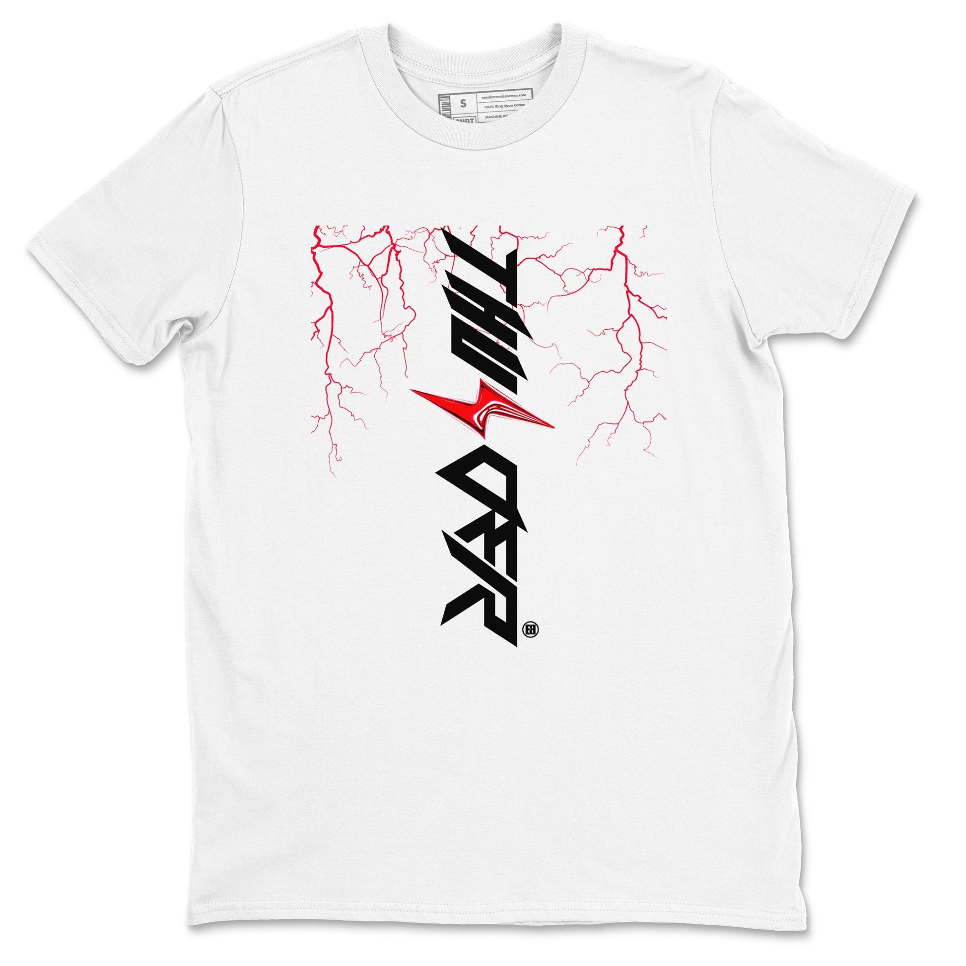 4s Red Thunder shirts to match jordans Lightning Thunder sneaker match tees Air Jordan 4 Red Thunder SNRT Sneaker Tees streetwear brand White 2 unisex cotton tee