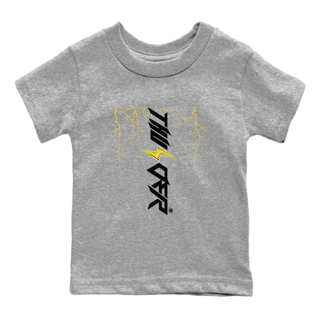 AJ4 Thunder shirts to match jordans Lightning Thunder sneaker match tees Air Jordan 4 Thunder SNRT Sneaker Tees streetwear brand Baby and Youth Heather Grey 2 cotton tee