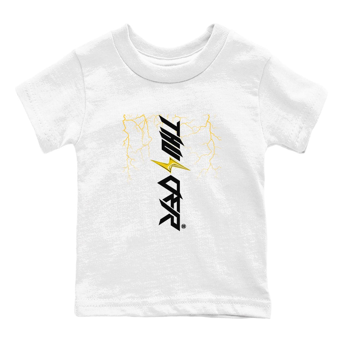 AJ4 Thunder shirts to match jordans Lightning Thunder sneaker match tees Air Jordan 4 Thunder SNRT Sneaker Tees streetwear brand Baby and Youth White 2 cotton tee