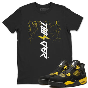 AJ4 Thunder shirts to match jordans Lightning Thunder sneaker match tees Air Jordan 4 Thunder SNRT Sneaker Tees streetwear brand Black 1 unisex cotton tee
