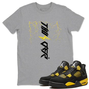 AJ4 Thunder shirts to match jordans Lightning Thunder sneaker match tees Air Jordan 4 Thunder SNRT Sneaker Tees streetwear brand Heather Grey 1 unisex cotton tee