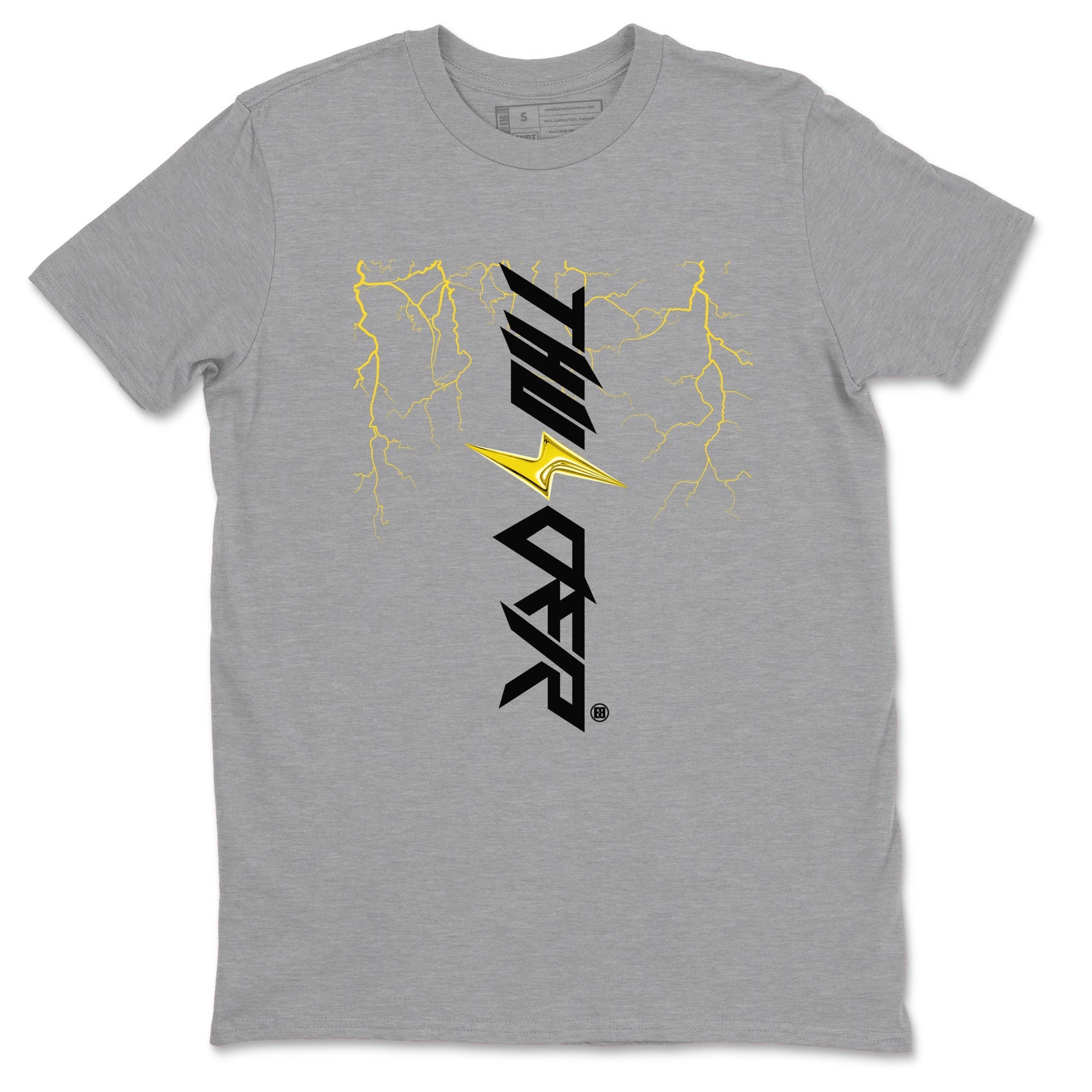 AJ4 Thunder shirts to match jordans Lightning Thunder sneaker match tees Air Jordan 4 Thunder SNRT Sneaker Tees streetwear brand Heather Grey 2 unisex cotton tee