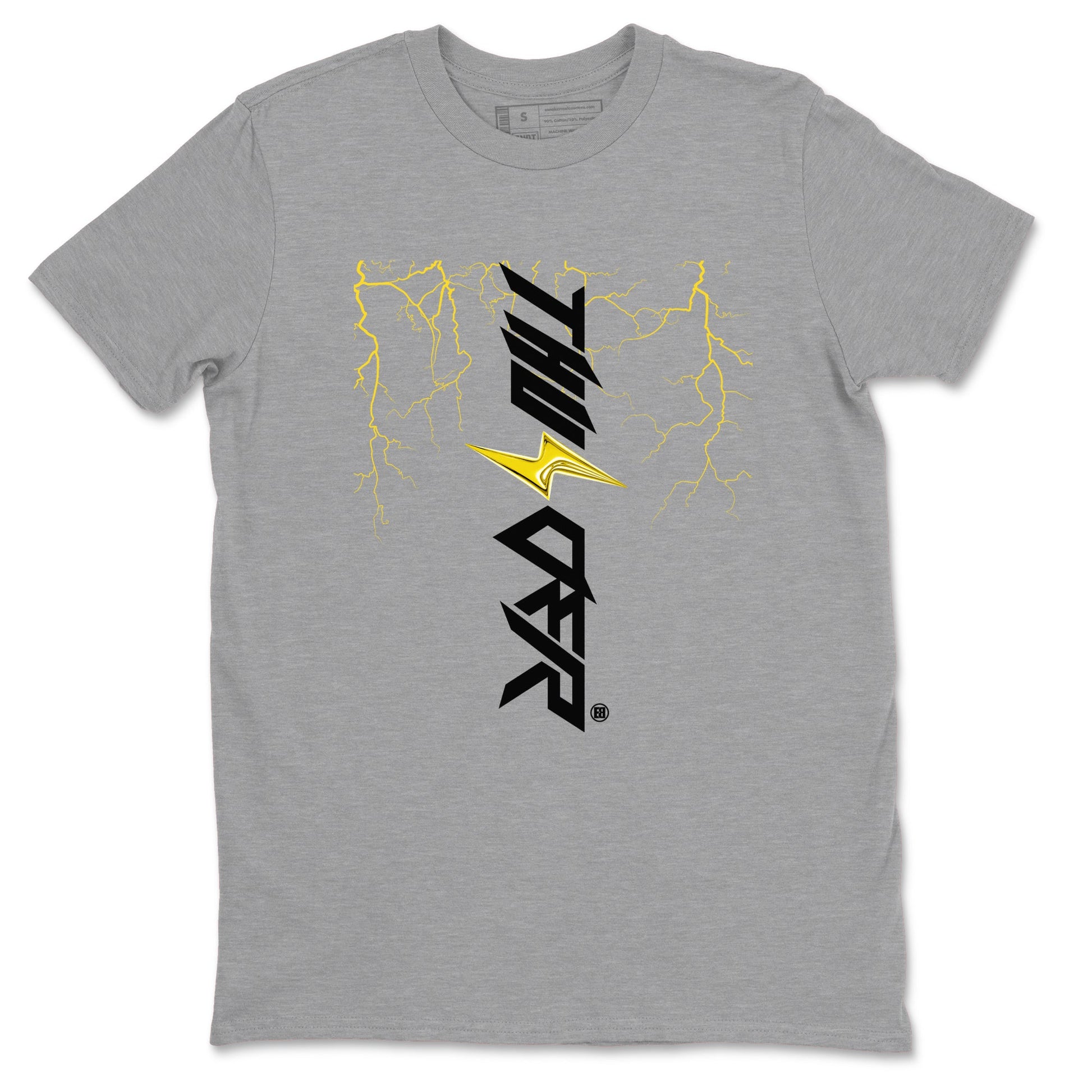 AJ4 Thunder shirts to match jordans Lightning Thunder sneaker match tees Air Jordan 4 Thunder SNRT Sneaker Tees streetwear brand Heather Grey 2 unisex cotton tee