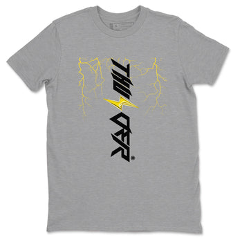 AJ4 Thunder shirts to match jordans Lightning Thunder sneaker match tees Air Jordan 4 Thunder SNRT Sneaker Tees streetwear brand Heather Grey 2 unisex cotton tee
