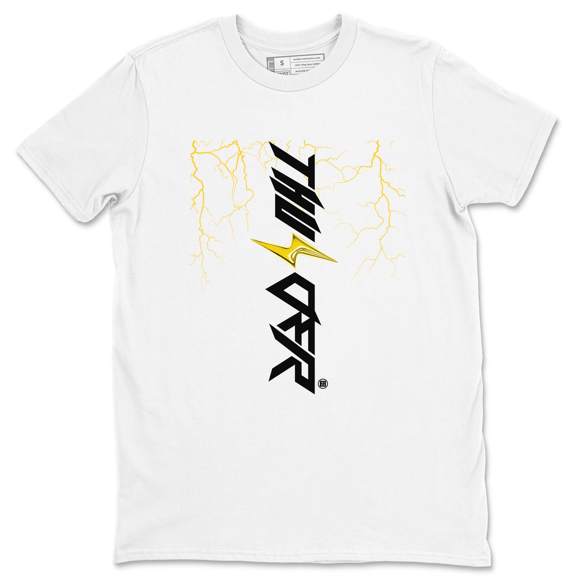 AJ4 Thunder shirts to match jordans Lightning Thunder sneaker match tees Air Jordan 4 Thunder SNRT Sneaker Tees streetwear brand White 2 unisex cotton tee