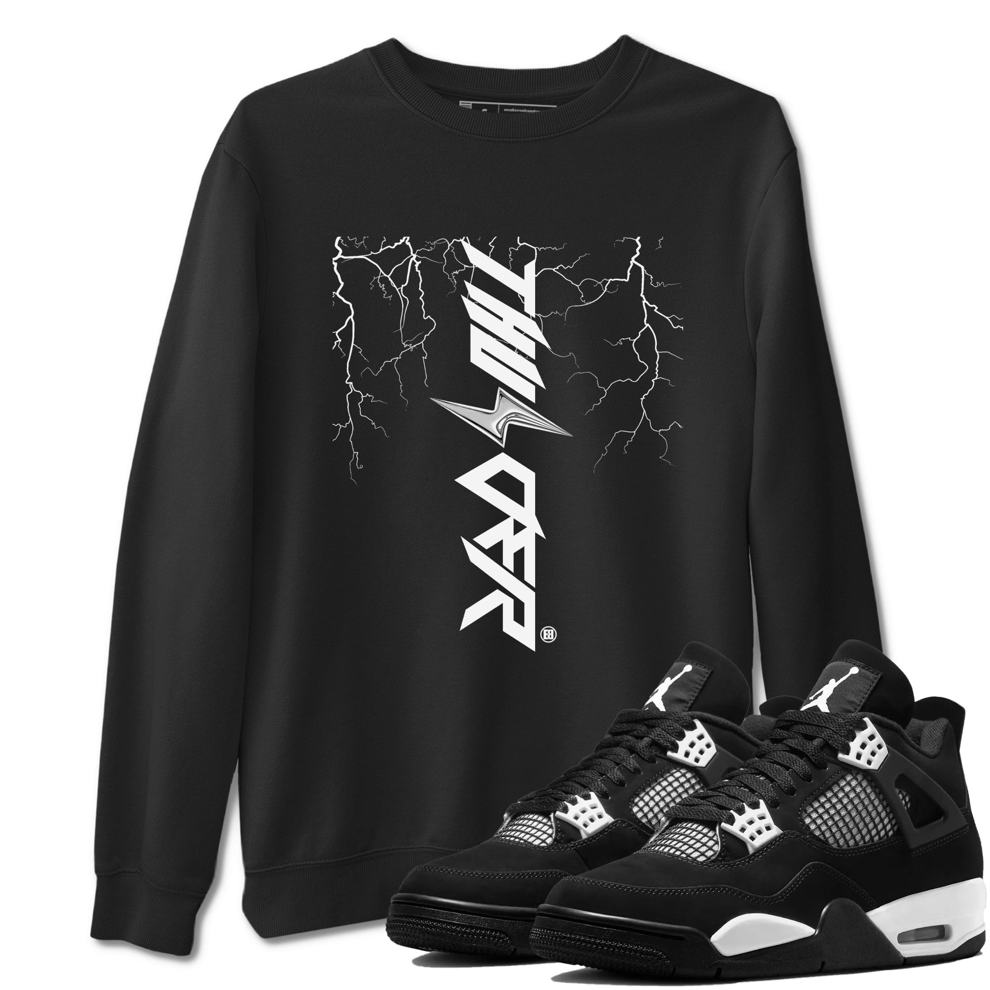 AJ4 White Thunder shirts to match jordans Lightning Thunder sneaker match tees Air Jordan 4 White Thunder SNRT Sneaker Tees streetwear brand Black 1 unisex cotton tee