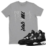 AJ4 White Thunder shirts to match jordans Lightning Thunder sneaker match tees Air Jordan 4 White Thunder SNRT Sneaker Tees streetwear brand Heather Grey 1 unisex cotton tee