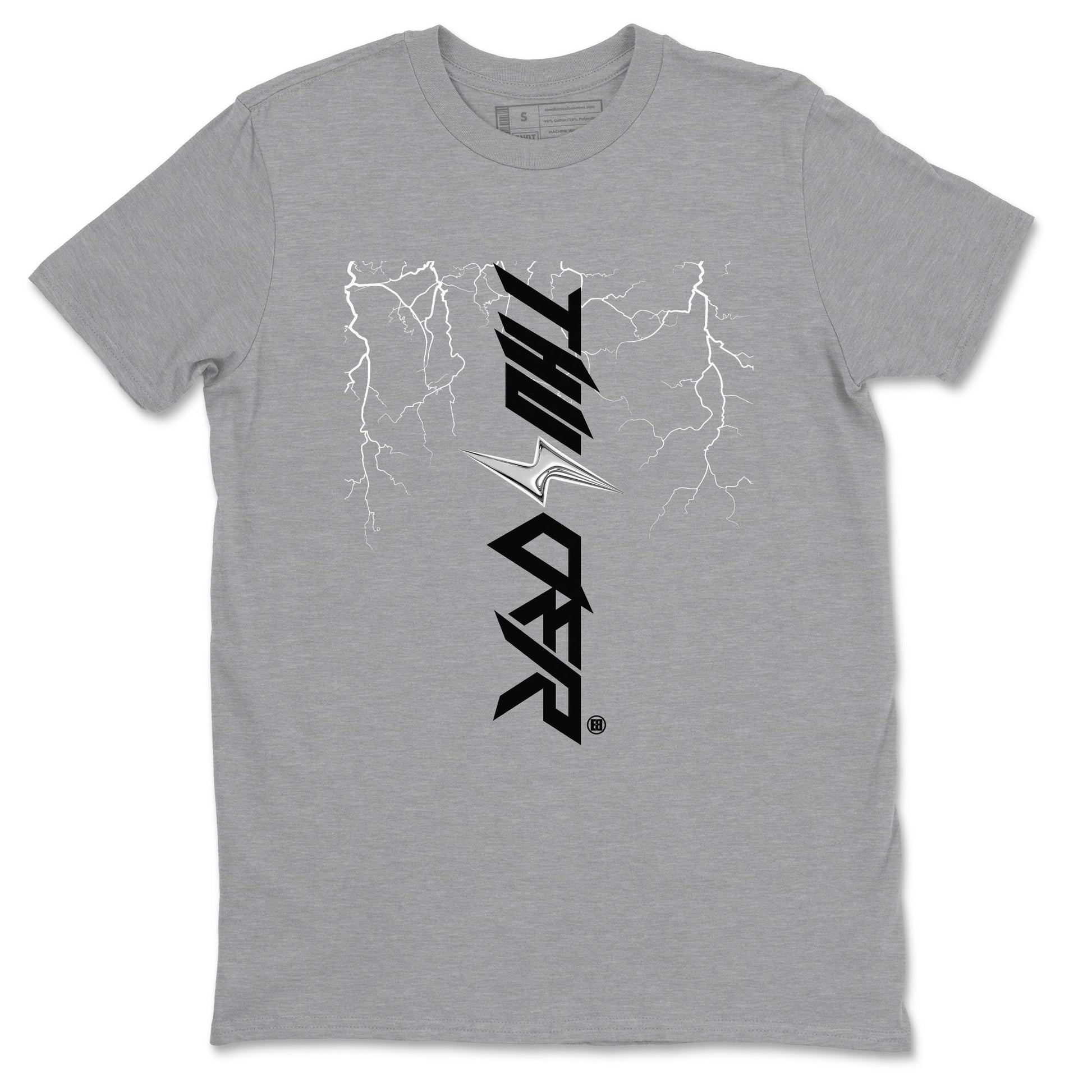 AJ4 White Thunder shirts to match jordans Lightning Thunder sneaker match tees Air Jordan 4 White Thunder SNRT Sneaker Tees streetwear brand Heather Grey 2 unisex cotton tee