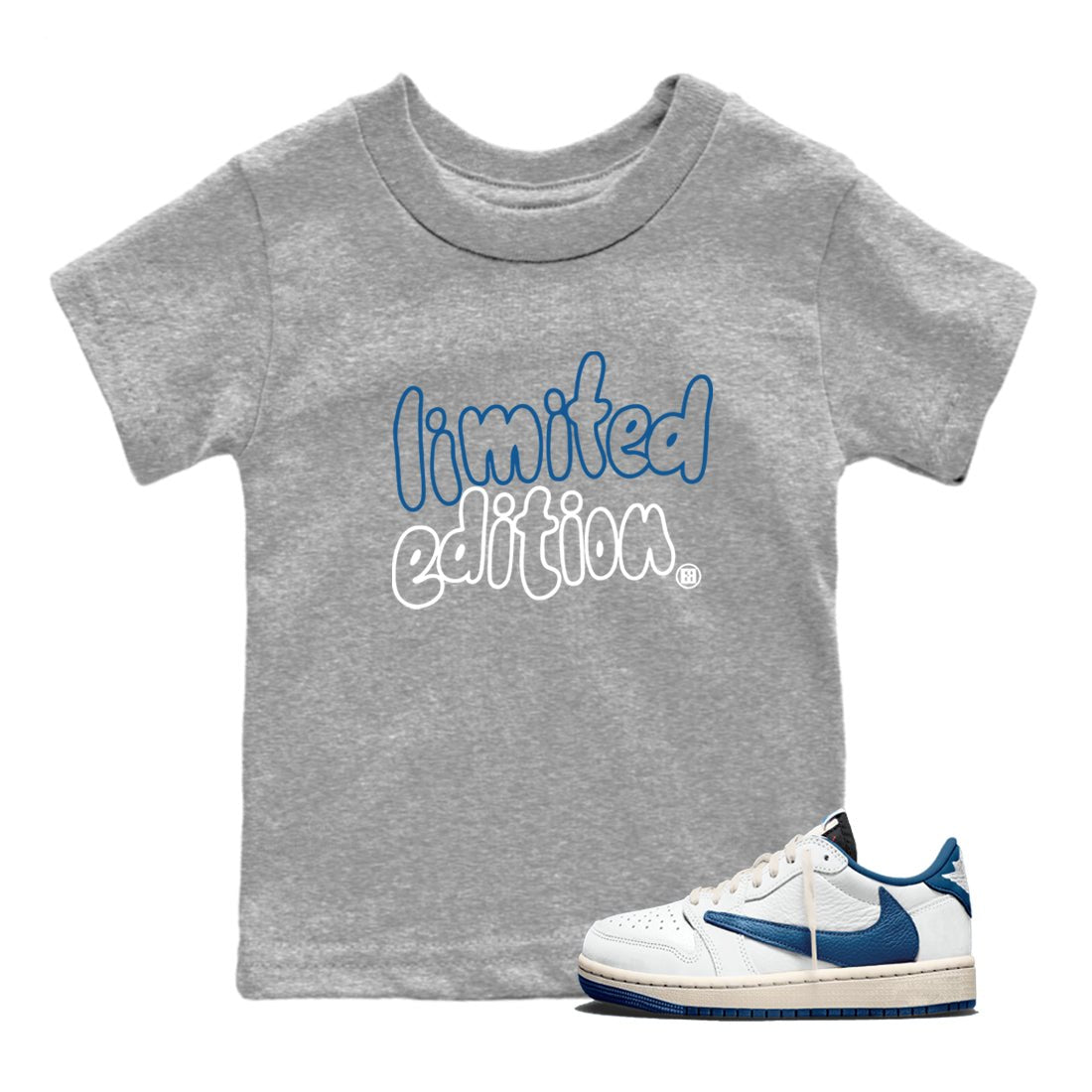 Sneaker match tees – Sneaker Tees To Match Air Jordan 1 Travis Scott Fragment Shoes – Limited Edition Kids T-Shirt Heather Grey 1