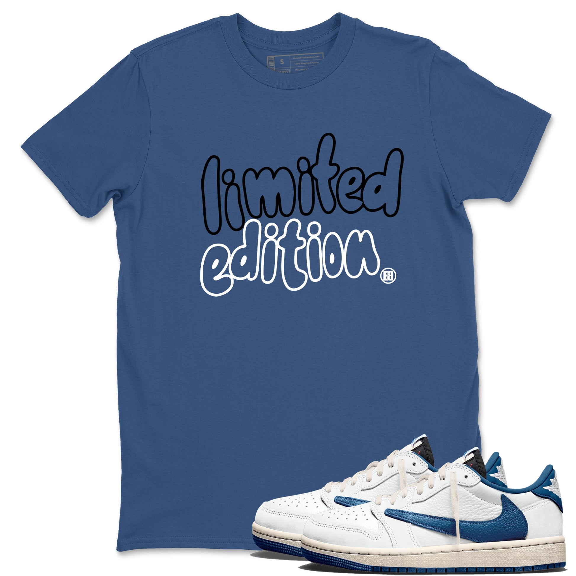 Sneaker match tees – Sneaker Tees To Match Air Jordan 1 Travis Scott Fragment Shoes – Limited Edition Tee Denim Blue 1