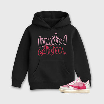 Perfect Sneakerhead Fashion Outfits – Sneaker Tees To Match Air Jordan 1 Low OG x Travis Scott Tropical Pink Shoes – Limited Edition Kids Graphic T-Shirt Black 1