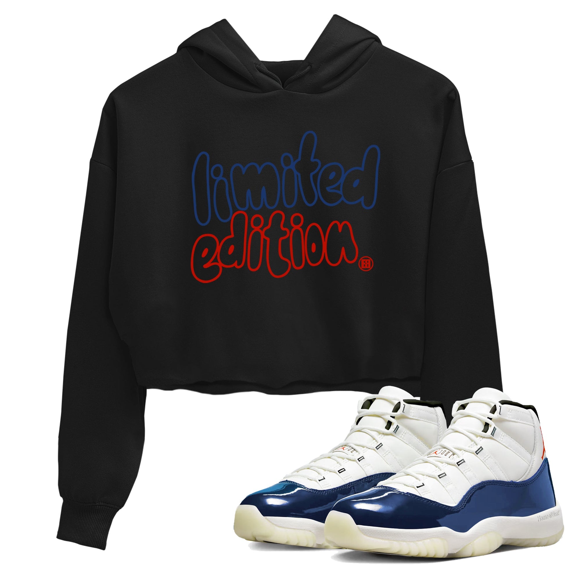 Sneaker match tees – Sneaker Tees To Match Air Jordan 11 Rare Air Shoes – Limited Edition Crop T-Shirt Black 1