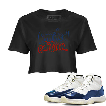 Sneaker match tees – Sneaker Tees To Match Air Jordan 11 Rare Air Shoes – Limited Edition Crop T-Shirt Black 1