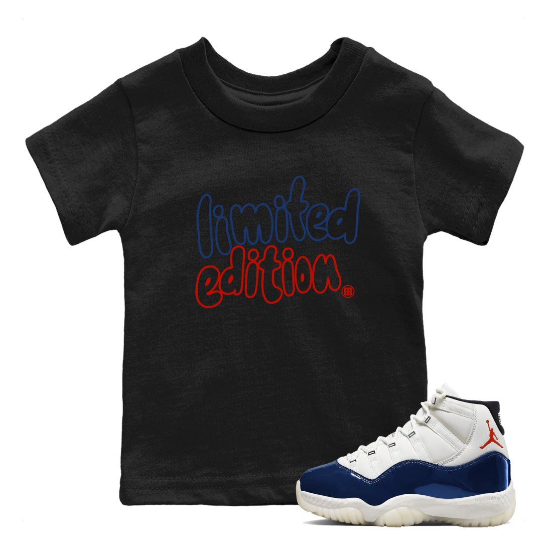 Sneaker match tees – Sneaker Tees To Match Air Jordan 11 Rare Air Shoes – Limited Edition Kids T-Shirt Black 1