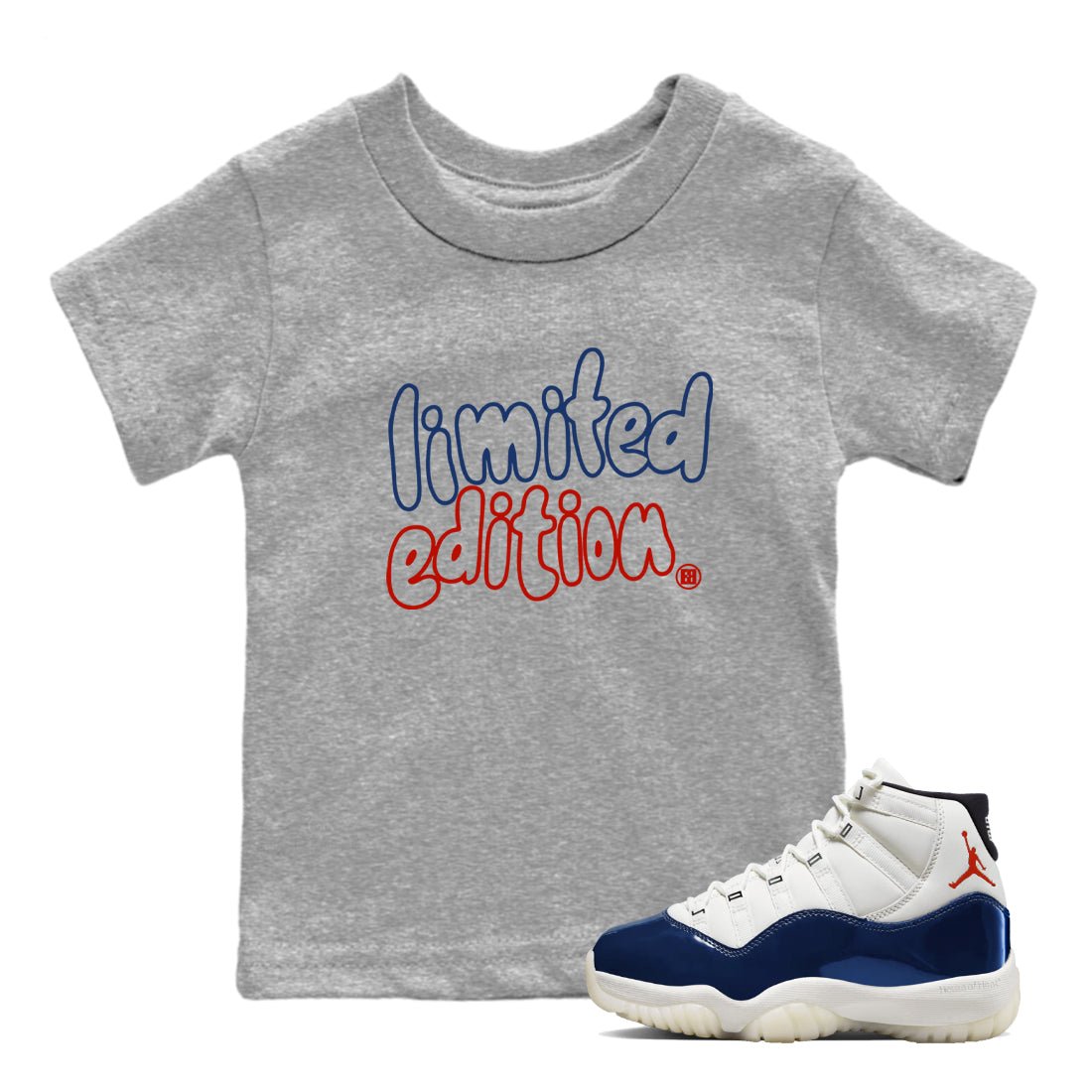 Sneaker match tees – Sneaker Tees To Match Air Jordan 11 Rare Air Shoes – Limited Edition Kids T-Shirt Heather Grey 1