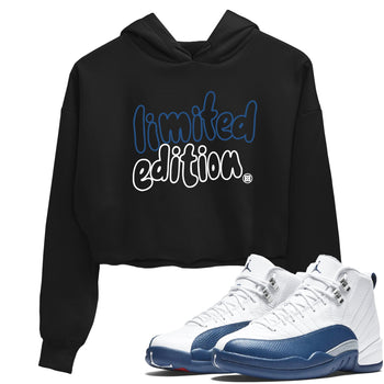 Sneaker match tees – Sneaker Tees To Match Air Jordan 12 French Blue Shoes – Limited Edition Crop T-Shirt Black 1