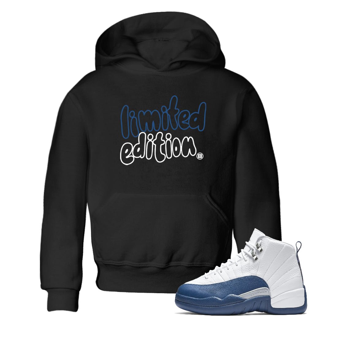 Sneaker match tees – Sneaker Tees To Match Air Jordan 12 French Blue Shoes – Limited Edition Kids T-Shirt Black 1