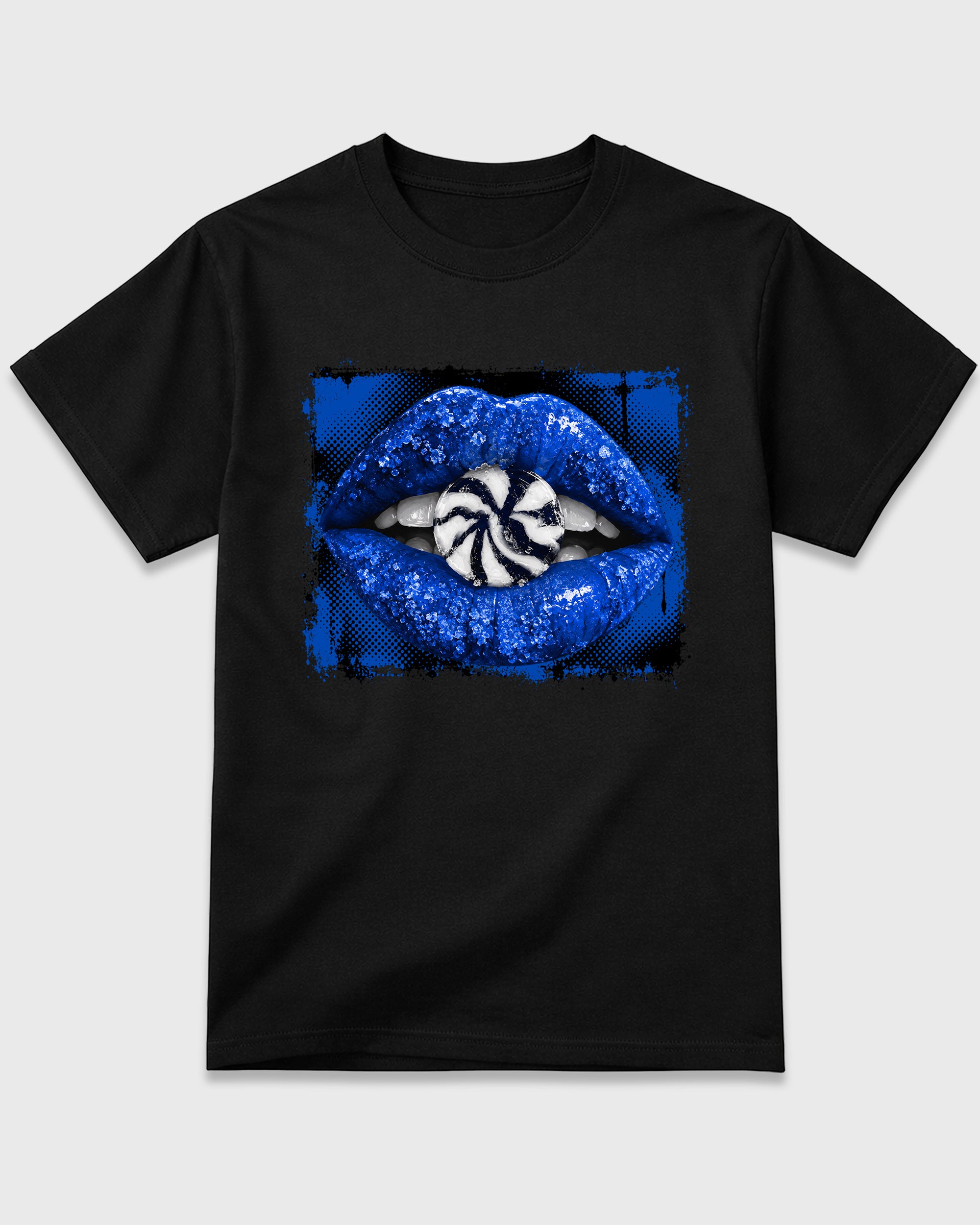 Lips Candy Graphic T-Shirt featuring original streetwear artwork designed to match the Air Jordan 1 Royal. Black 2 Graphic T-Shirt.