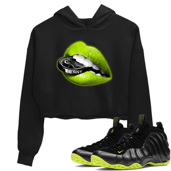 Foams One Black Volt shirts to match jordans Lips Coin sneaker match tees Air Foamposite One Black and Volt match shoes to clothes SNRT Sneaker Tees unisex cotton Black 1 crop tee