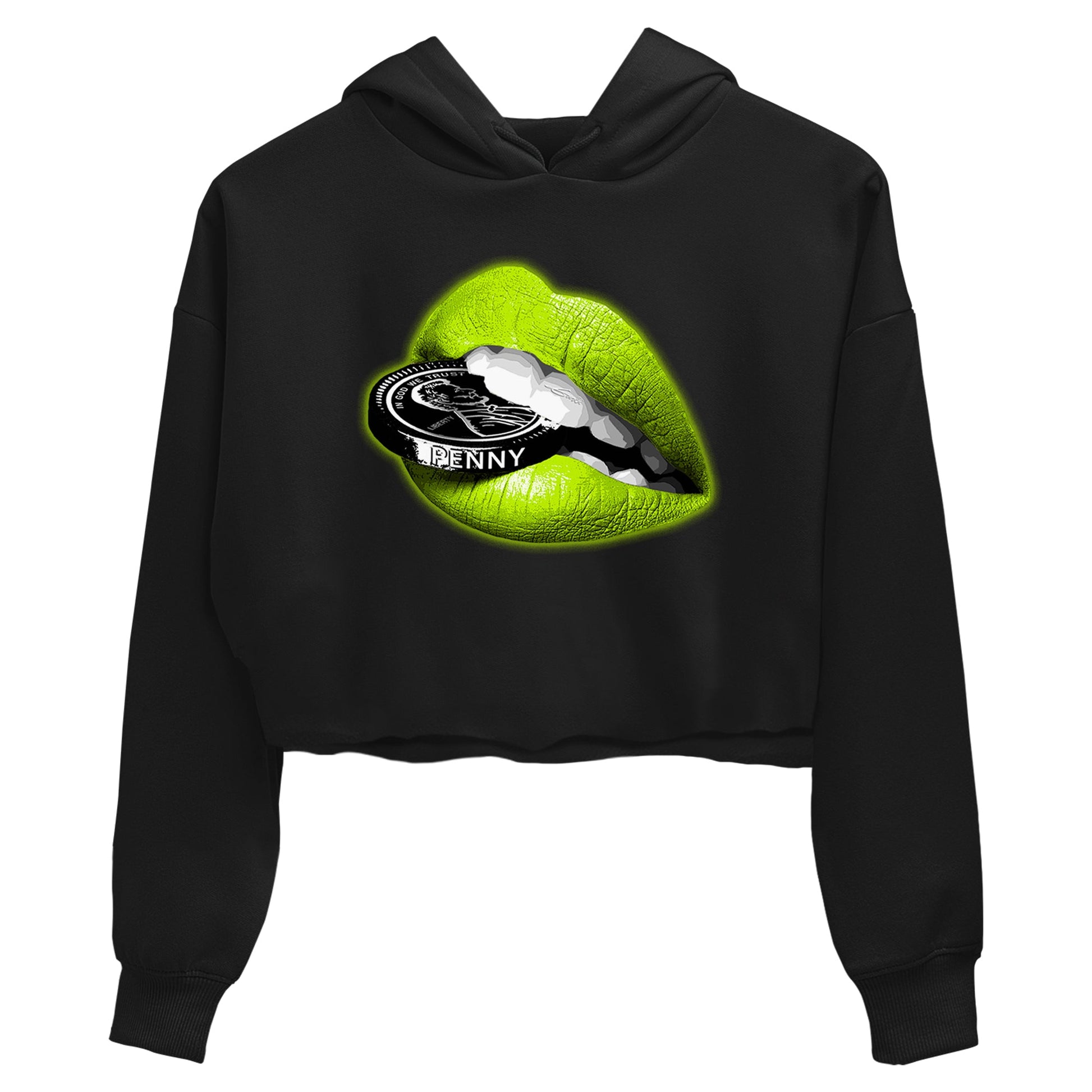 Foams One Black Volt shirts to match jordans Lips Coin sneaker match tees Air Foamposite One Black and Volt match shoes to clothes SNRT Sneaker Tees unisex cotton Black 2 crop tee