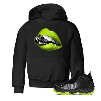 Foams One Black Volt shirts to match jordans Lips Coin sneaker match tees Air Foamposite One Black and Volt match shoes to clothes SNRT Sneaker Tees Youth Baby Black 1 tee
