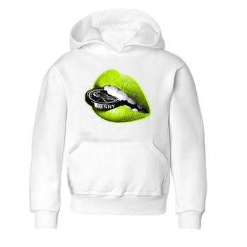 Foams One Black Volt shirts to match jordans Lips Coin sneaker match tees Air Foamposite One Black and Volt match shoes to clothes SNRT Sneaker Tees Youth Baby White 2 tee