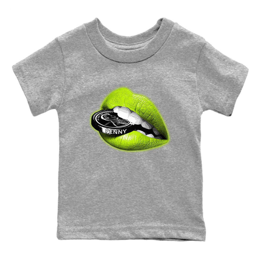 Foams One Black Volt shirts to match jordans Lips Coin sneaker match tees Air Foamposite One Black and Volt match shoes to clothes SNRT Sneaker Tees Youth Baby Heather Grey 2 tee