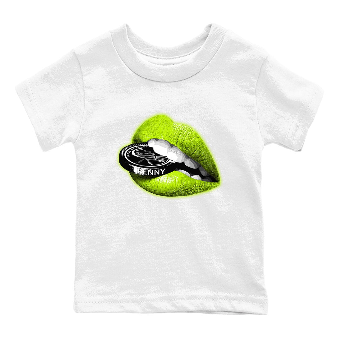 Foams One Black Volt shirts to match jordans Lips Coin sneaker match tees Air Foamposite One Black and Volt match shoes to clothes SNRT Sneaker Tees Youth Baby White 2 tee