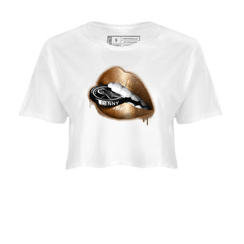 Foams One Metallic Copper shirts to match jordans Lips Coin sneaker match tees Air Foamposite One Metallic Copper match shoes to clothes SNRT Sneaker Tees unisex cotton White 2 crop tee