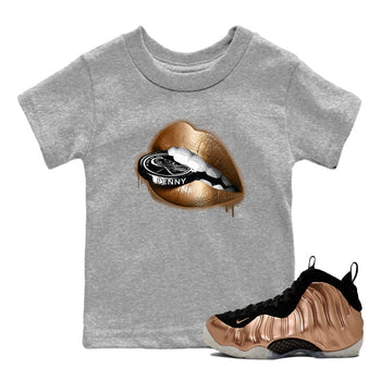 Foams One Metallic Copper shirts to match jordans Lips Coin sneaker match tees Air Foamposite One Metallic Copper match shoes to clothes SNRT Sneaker Tees Youth Baby Heather Grey 1 tee