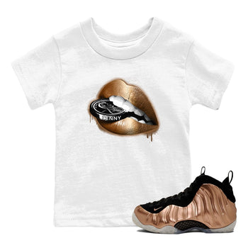 Foams One Metallic Copper shirts to match jordans Lips Coin sneaker match tees Air Foamposite One Metallic Copper match shoes to clothes SNRT Sneaker Tees Youth Baby White 1 tee