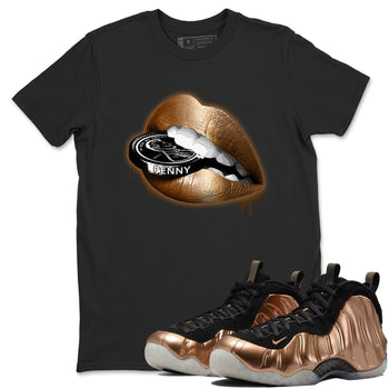 Foams One Metallic Copper shirts to match jordans Lips Coin sneaker match tees Air Foamposite One Metallic Copper match shoes to clothes SNRT Sneaker Tees unisex cotton Black 1 shirts