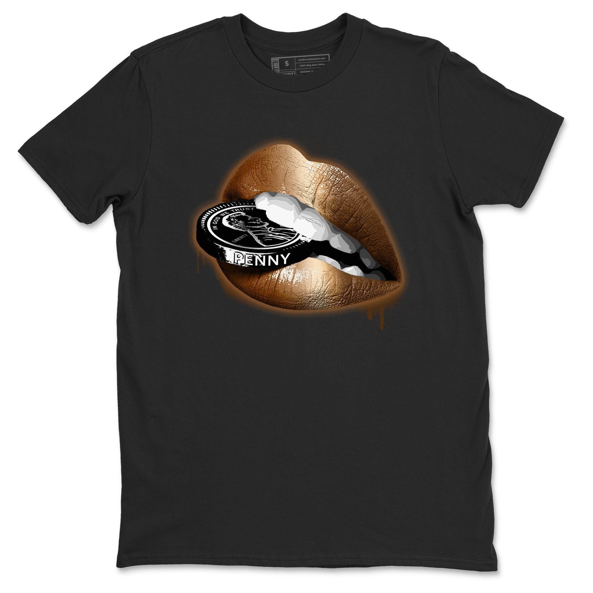 Foams One Metallic Copper shirts to match jordans Lips Coin sneaker match tees Air Foamposite One Metallic Copper match shoes to clothes SNRT Sneaker Tees unisex cotton Black 2 shirts