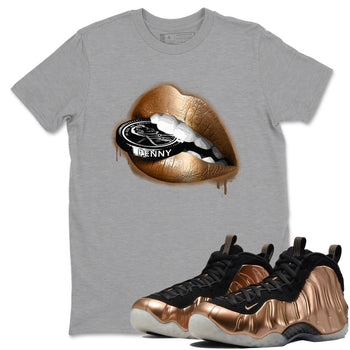 Foams One Metallic Copper shirts to match jordans Lips Coin sneaker match tees Air Foamposite One Metallic Copper match shoes to clothes SNRT Sneaker Tees unisex cotton Heather Grey 1 shirts
