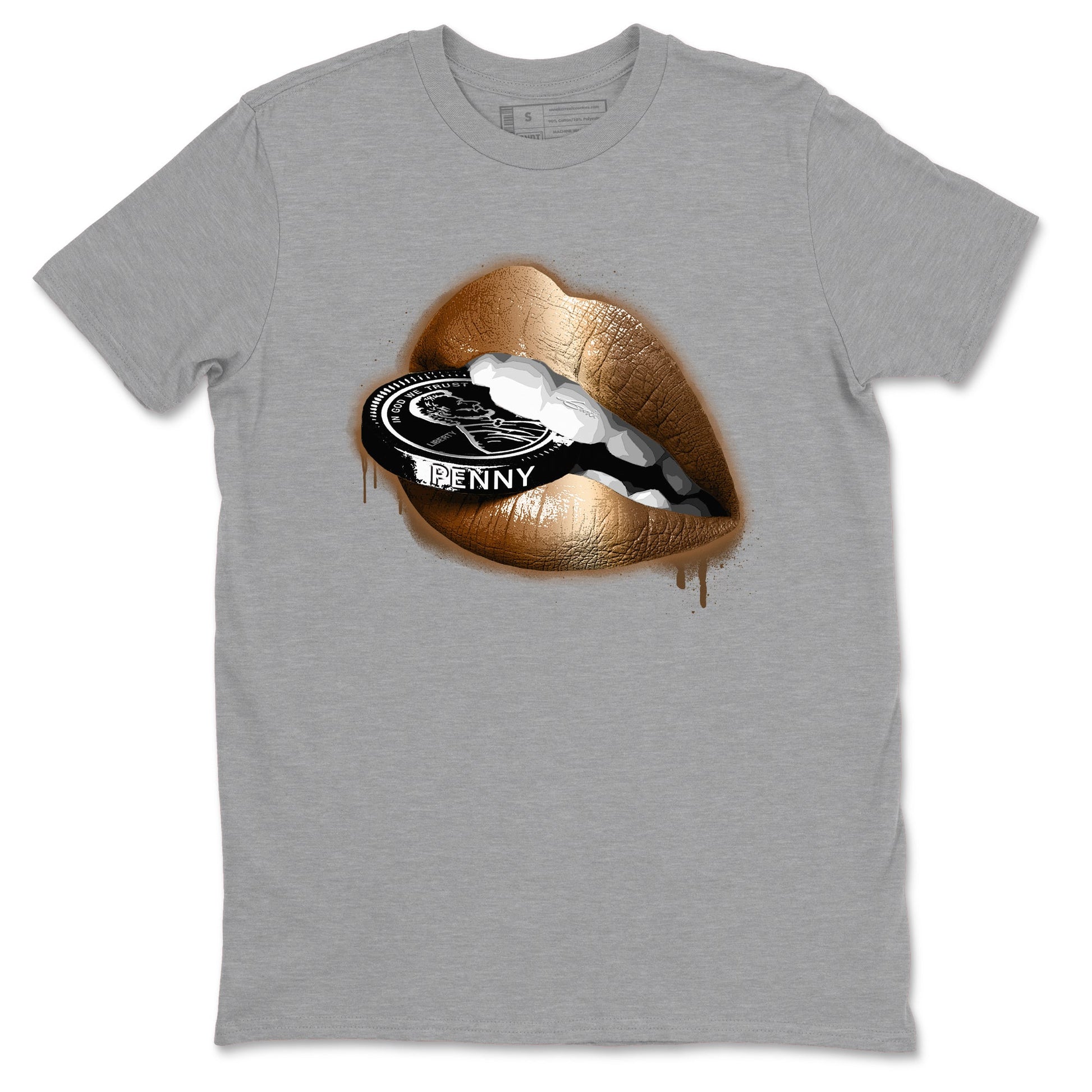 Foams One Metallic Copper shirts to match jordans Lips Coin sneaker match tees Air Foamposite One Metallic Copper match shoes to clothes SNRT Sneaker Tees unisex cotton Heather Grey 2 shirts