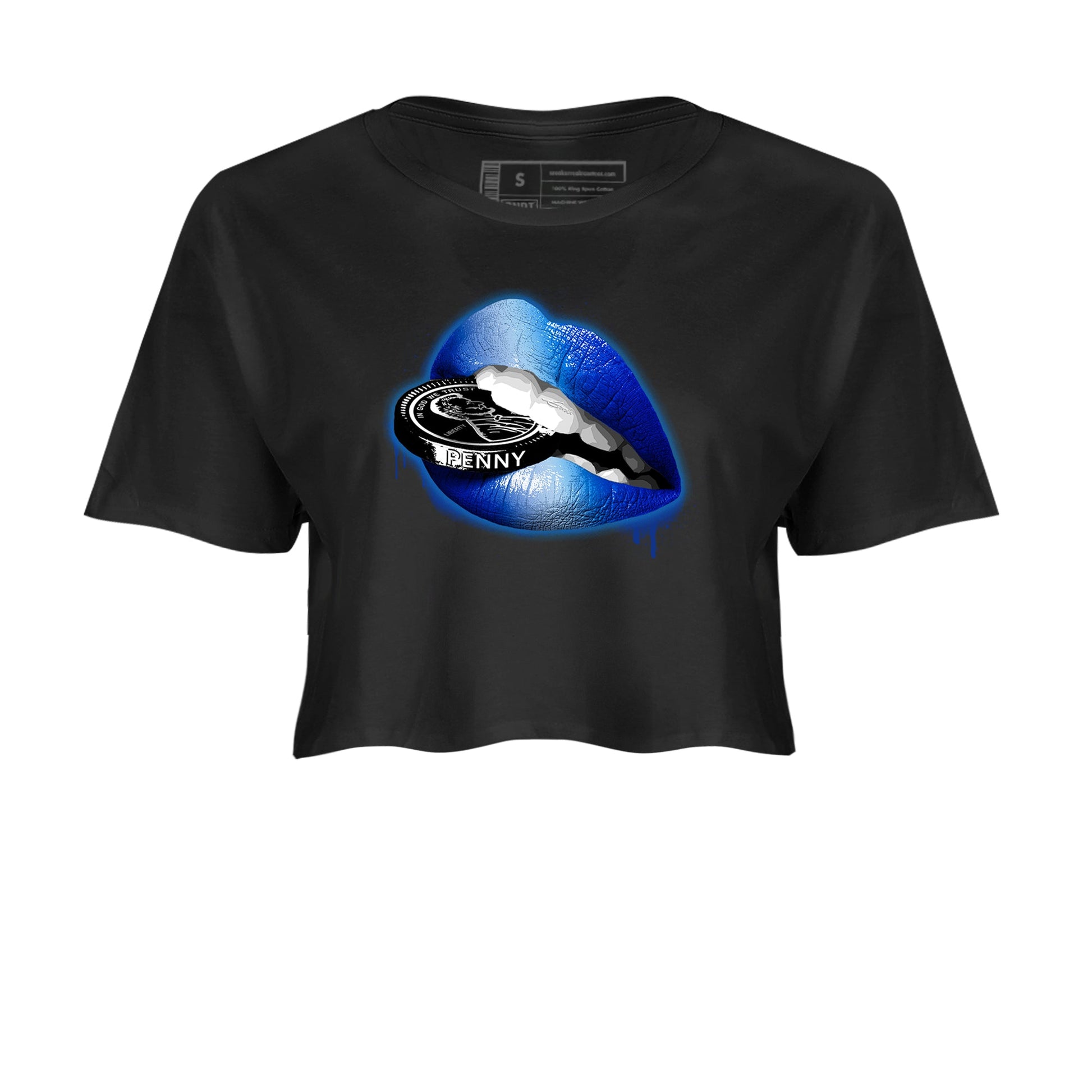 Foams One Royal shirts to match jordans Lips Coin sneaker match tees Air Foamposite One Royal match shoes to clothes SNRT Sneaker Tees unisex cotton Black 2 crop tee