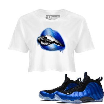 Foams One Royal shirts to match jordans Lips Coin sneaker match tees Air Foamposite One Royal match shoes to clothes SNRT Sneaker Tees unisex cotton White 1 crop tee