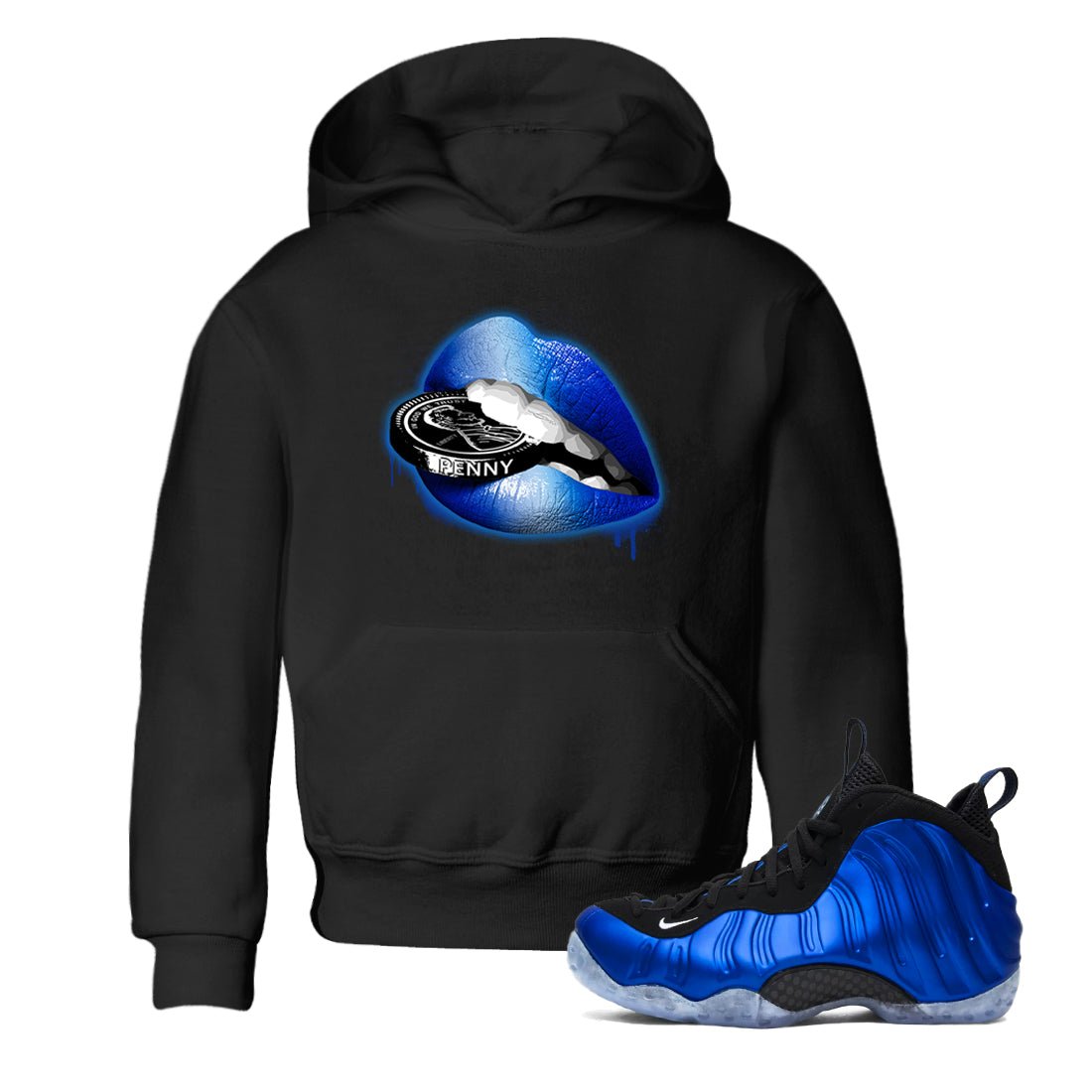 Foams One Royal shirts to match jordans Lips Coin sneaker match tees Air Foamposite One Royal match shoes to clothes SNRT Sneaker Tees Youth Baby Black 1 tee