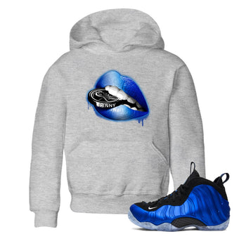 Foams One Royal shirts to match jordans Lips Coin sneaker match tees Air Foamposite One Royal match shoes to clothes SNRT Sneaker Tees Youth Baby Heather Grey 1 tee