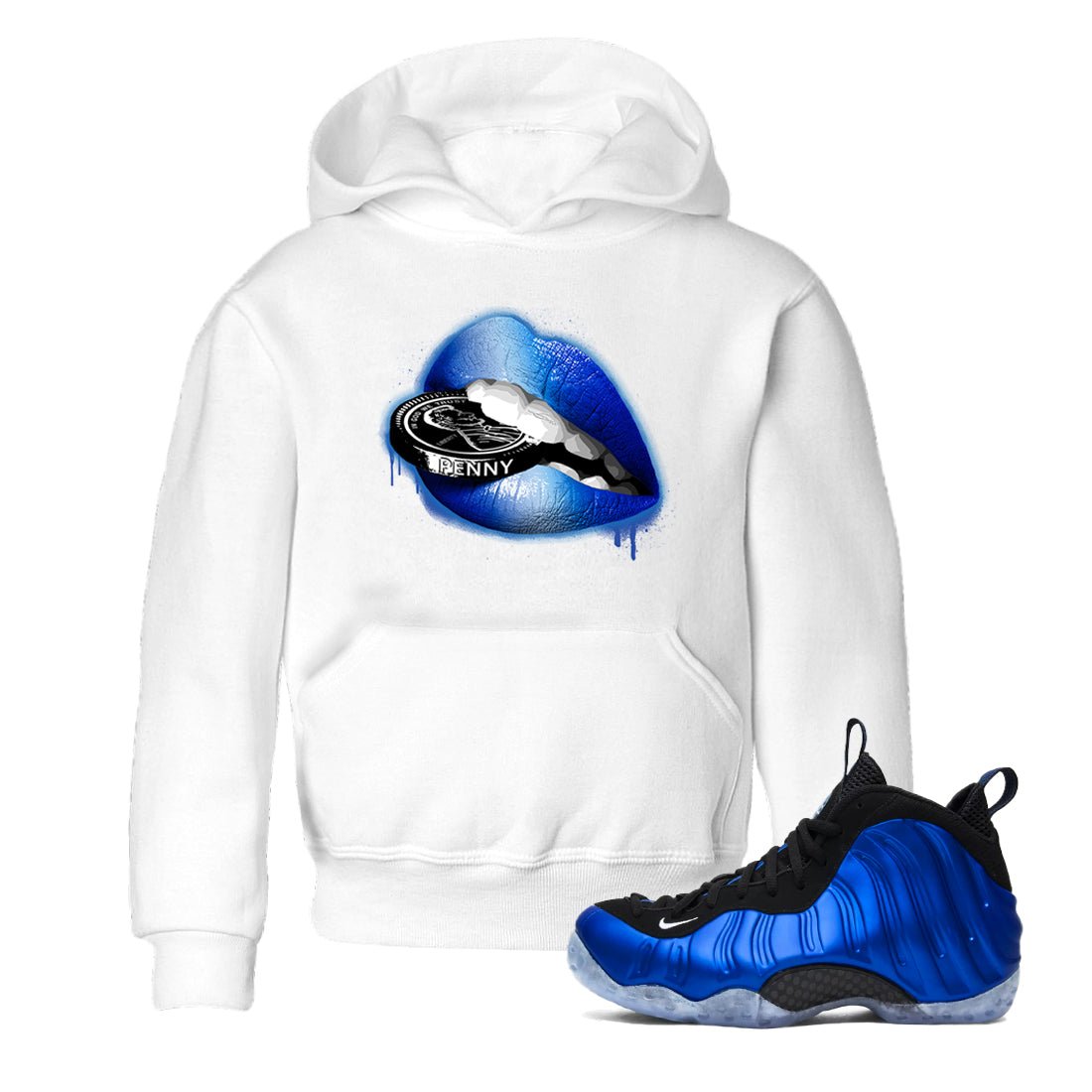 Foams One Royal shirts to match jordans Lips Coin sneaker match tees Air Foamposite One Royal match shoes to clothes SNRT Sneaker Tees Youth Baby White 1 tee