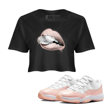 11s Legend Pink shirts to match jordans Lips Coin sneaker match tees Air Jordan 11 Legend Pink SNRT Sneaker Tees streetwear brand Black 1 crop tee