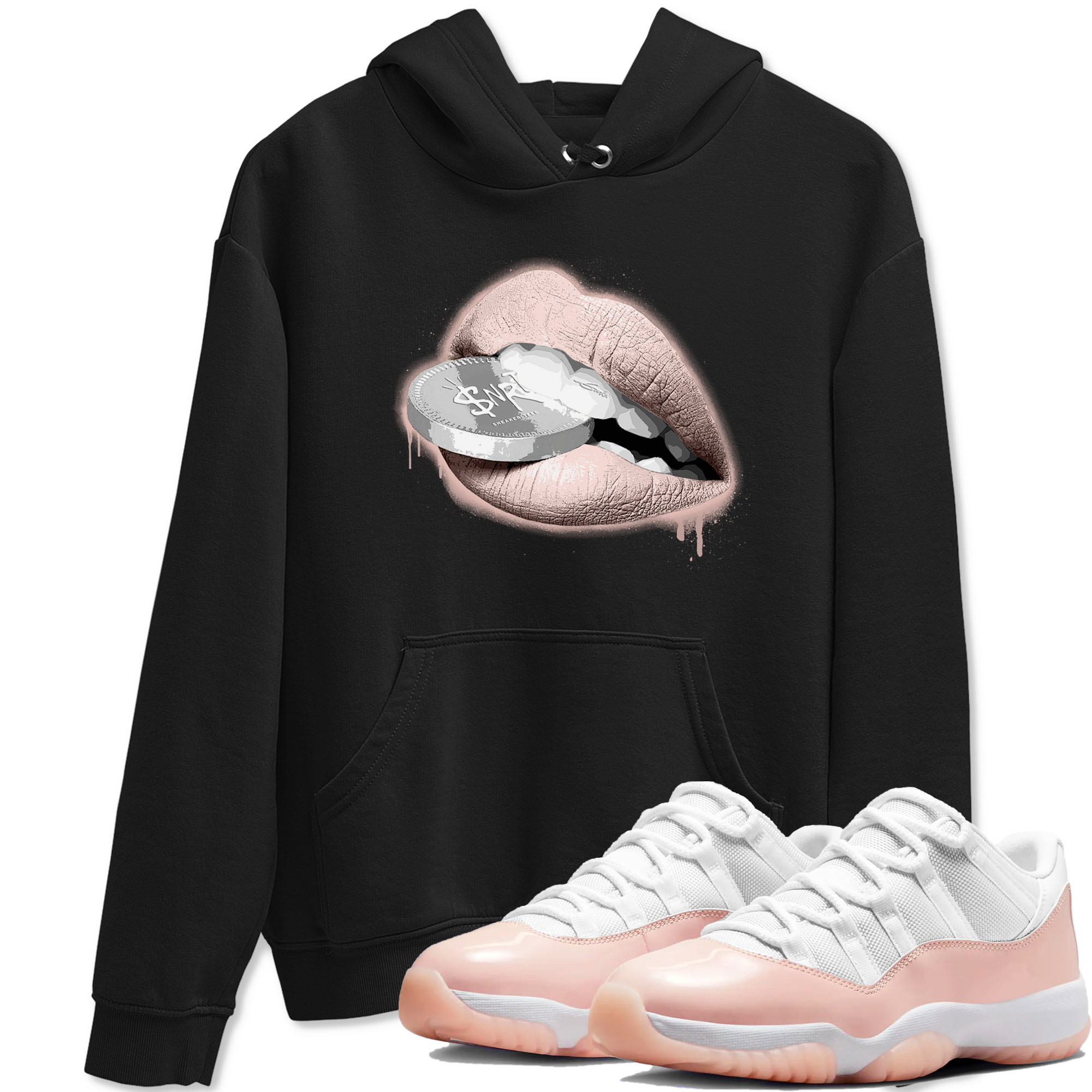 11s Legend Pink shirts to match jordans Lips Coin sneaker match tees Air Jordan 11 Legend Pink SNRT Sneaker Tees streetwear brand Black 1 unisex cotton tee