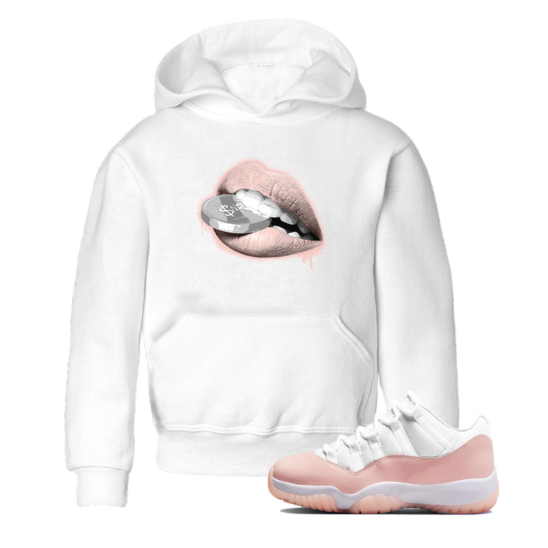 11s Legend Pink shirts to match jordans Lips Coin sneaker match tees Air Jordan 11 Legend Pink SNRT Sneaker Tees streetwear brand Baby and Youth White 1 cotton tee