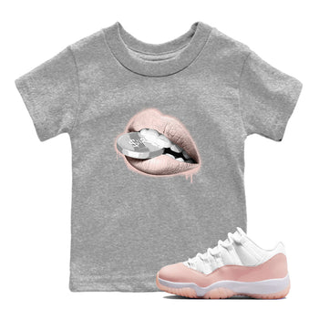 11s Legend Pink shirts to match jordans Lips Coin sneaker match tees Air Jordan 11 Legend Pink SNRT Sneaker Tees streetwear brand Baby and Youth Heather Grey 1 cotton tee