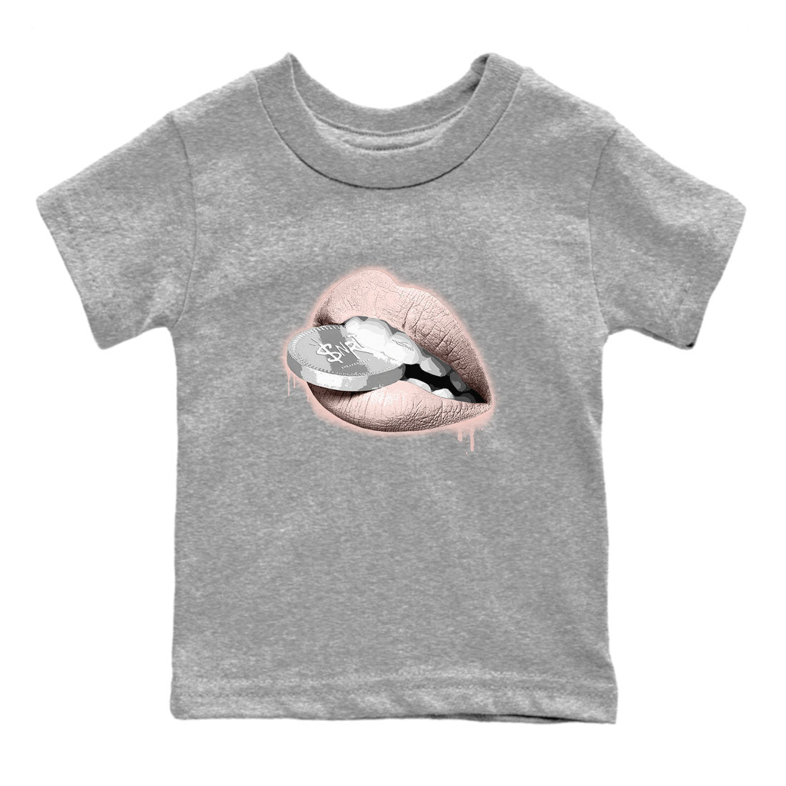 11s Legend Pink shirts to match jordans Lips Coin sneaker match tees Air Jordan 11 Legend Pink SNRT Sneaker Tees streetwear brand Baby and Youth Heather Grey 2 cotton tee
