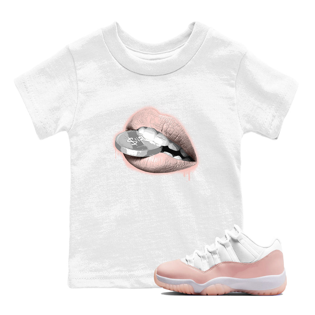 11s Legend Pink shirts to match jordans Lips Coin sneaker match tees Air Jordan 11 Legend Pink SNRT Sneaker Tees streetwear brand Baby and Youth White 1 cotton tee