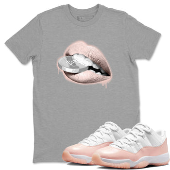 11s Legend Pink shirts to match jordans Lips Coin sneaker match tees Air Jordan 11 Legend Pink SNRT Sneaker Tees streetwear brand Heather Grey 1 unisex cotton tee