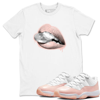 11s Legend Pink shirts to match jordans Lips Coin sneaker match tees Air Jordan 11 Legend Pink SNRT Sneaker Tees streetwear brand White 1 unisex cotton tee