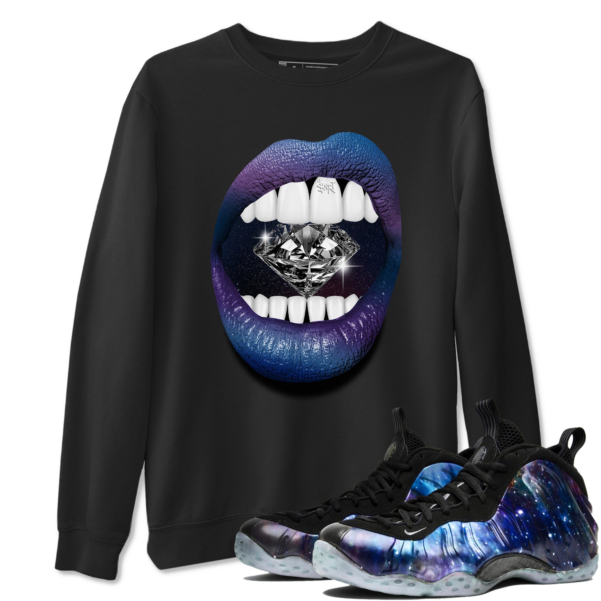 Air Foamposite One Galaxy Shirts To Match Jordans Lips Diamond Sneaker Shirts Air Foamposite 1 Galaxy SNRT Sneaker Release Tees Unisex Cotton Crew Neck Black 1 crew neck shirts